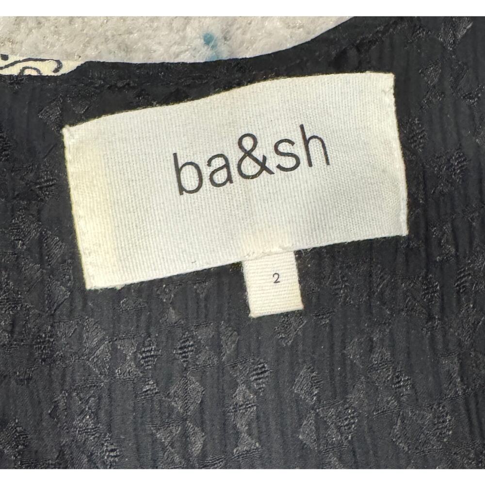 Ba&Sh Ullia Gathered Floral Print Satin Jacquard Midi Dress Buttons Size 2 - Picture 4 of 4